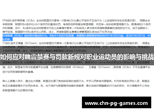 如何应对魏震禁赛与罚款新规对职业运动员的影响与挑战